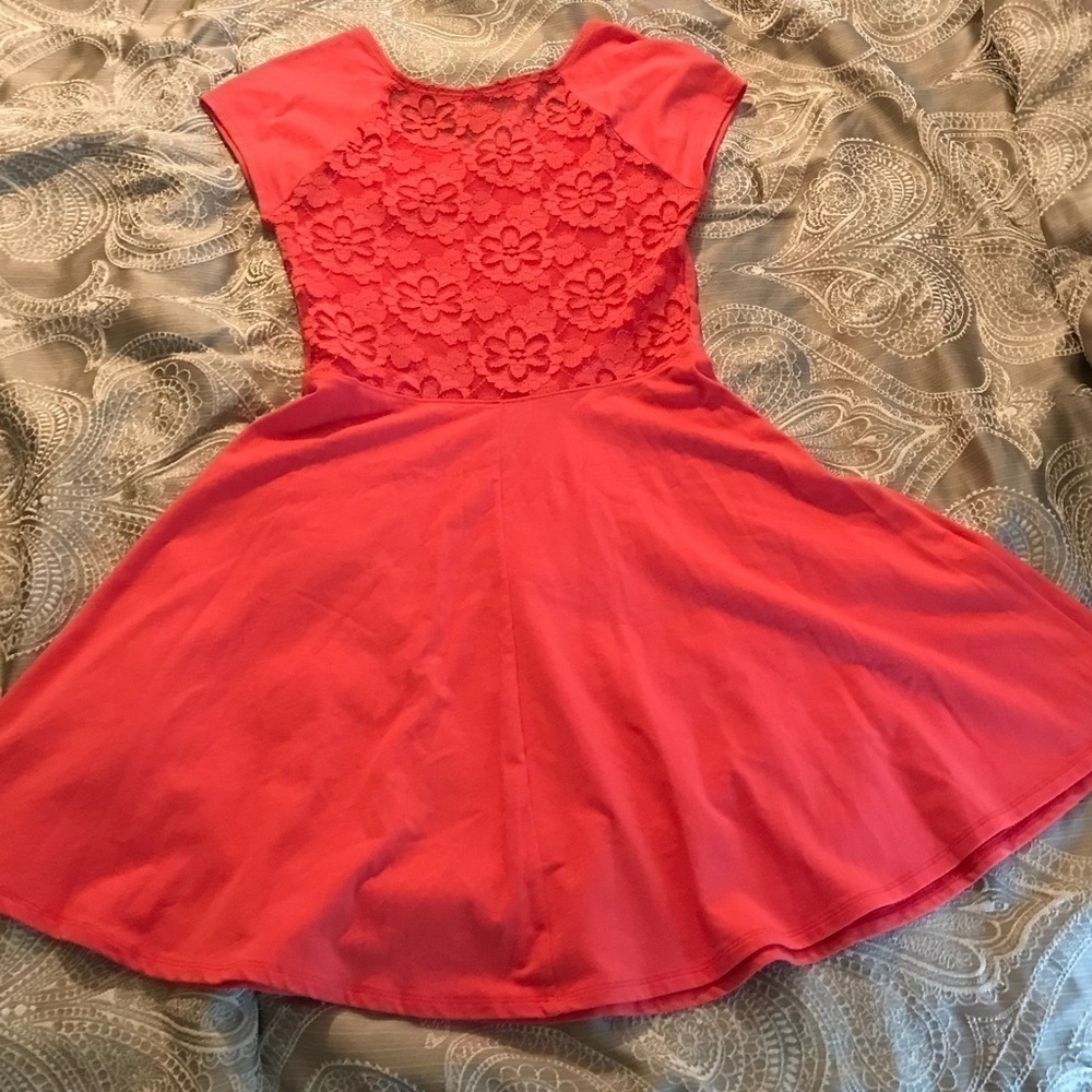 Hollister Coral Fit n Flare Dress Medium - Picture 1 of 6